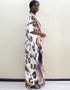 Women's O-Neck Leopard Print Batwing Sleeve African Dress